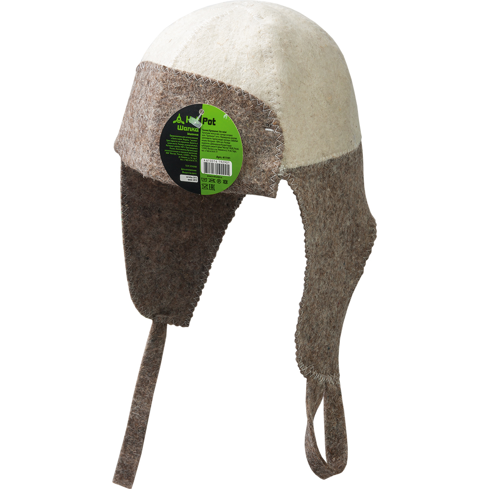 Банная шапка-ушанка из войлока 41191 (Ф*), код: ф1655