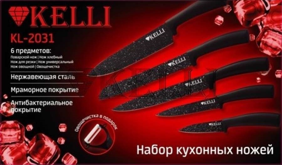 Набор ножей 6пр с Мраморным покрытием  KL-2031 (Ф*), код: ф0915