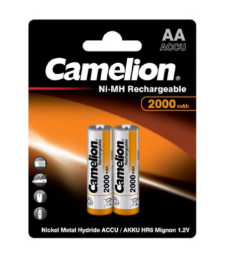 Батарейки аккумуляторные пальчиковые Camelion 2 шт на блистере 2000 mAh, код: ф0203