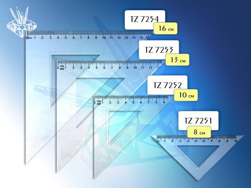 Линейка треугольник 8см  строго TZ 7251/30шт (Ф*), код: у5943