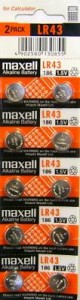 Батарейки на часы G12 MAXELL алкалайн (186А) LR43 на карте 10шт (Ф*), код: 35025