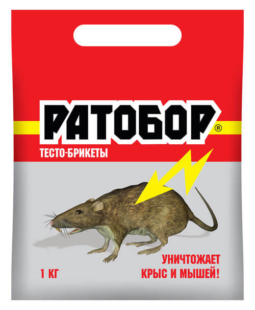 СБ от мышей и крыс   Ратобор ТЕСТО брикет 1000г/6шт (Ф*), код: т8176