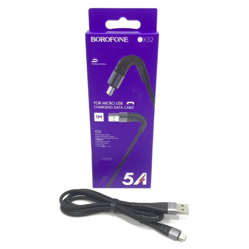Зарядное кабель BOROFONE ВX32 micro USB 1м нейлон 5А 20578 (Ф*), код: у6833
